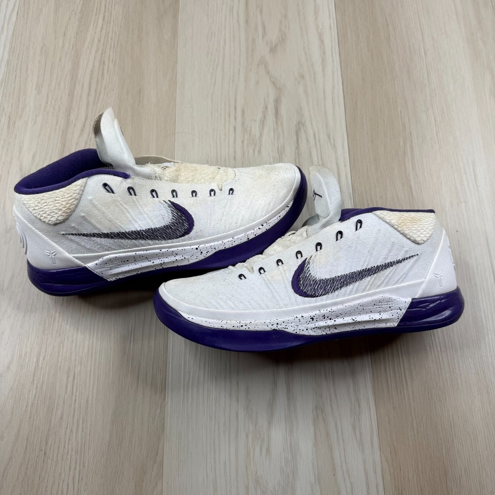 Nike Kobe AD Mens White Purple-Black 2017 Mid Baseline Basketball Shoes Size 11